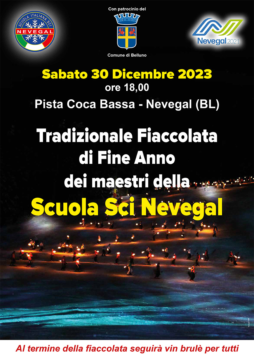 Scuola Sci e Snowboard Nevegal - Fiaccolata di fine anno 2023